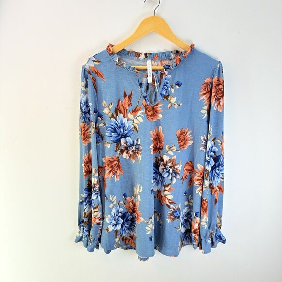 NEW DEAR SCARLETT Women's L Lizzy Long Sleeve Floral V-Neck Blouse - Picture 1 of 12